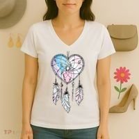 Dreamcatcher Native American Feathers Boho Dream Catcher Women's V-Neck T-Shirt thumb 3