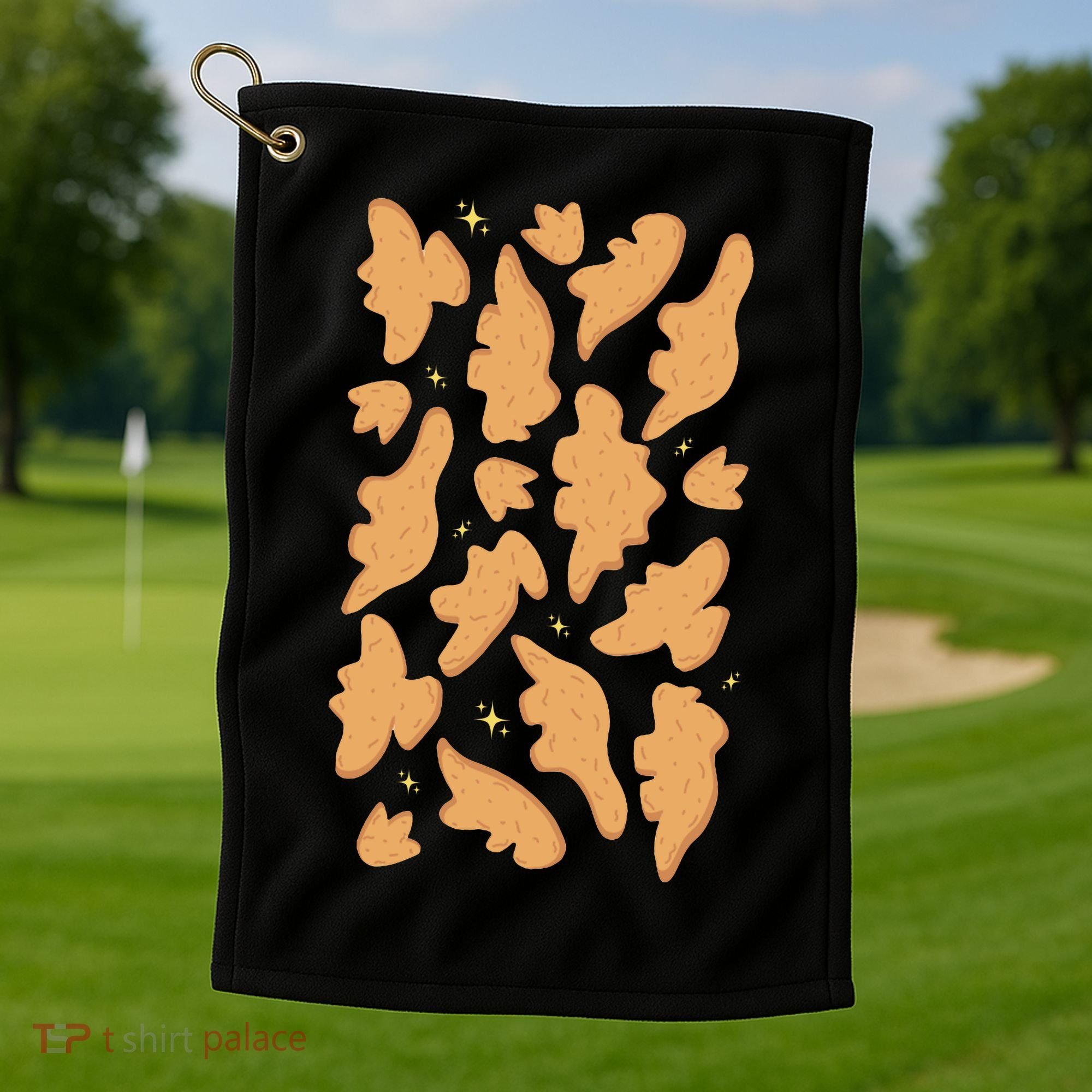 Dino Nuggies Chicken Nuggets Pattern Golf Towel