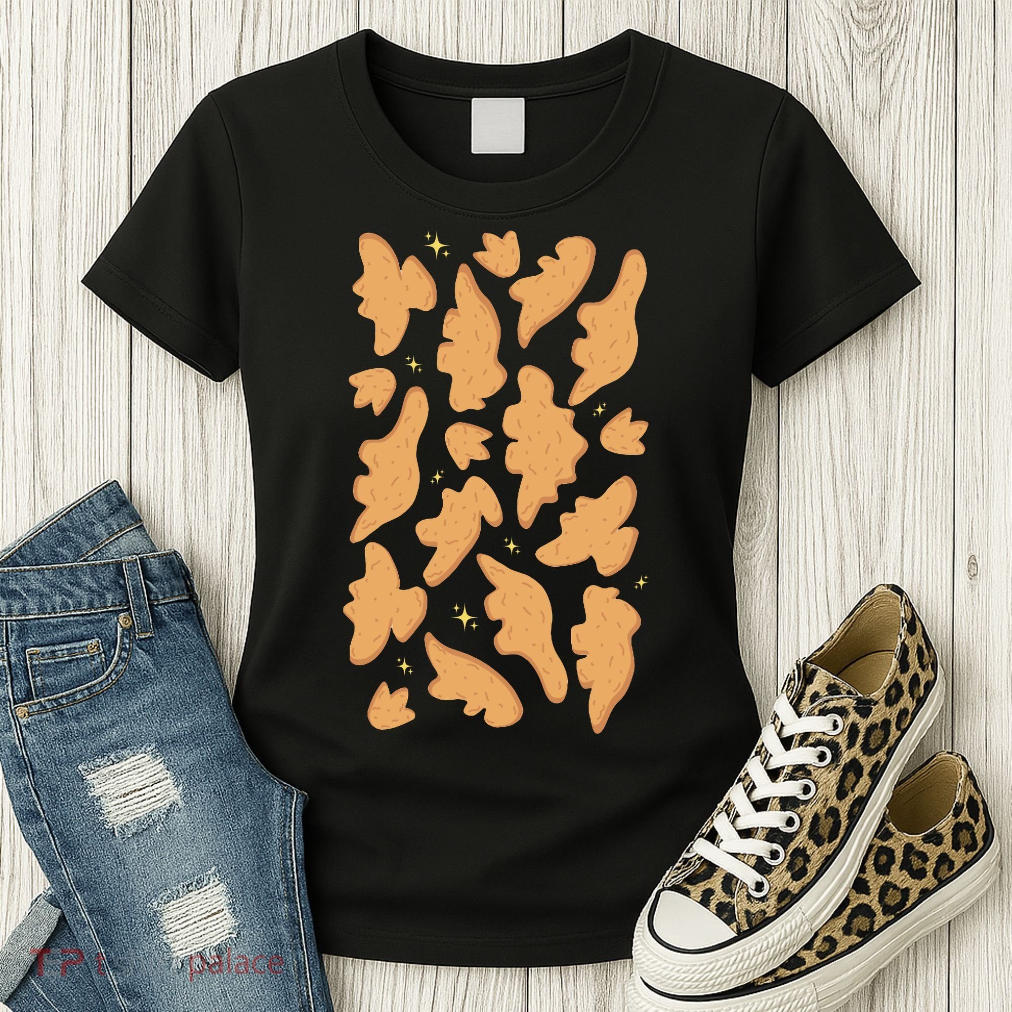 Dino Nuggies Chicken Nuggets Pattern Women's T-Shirt