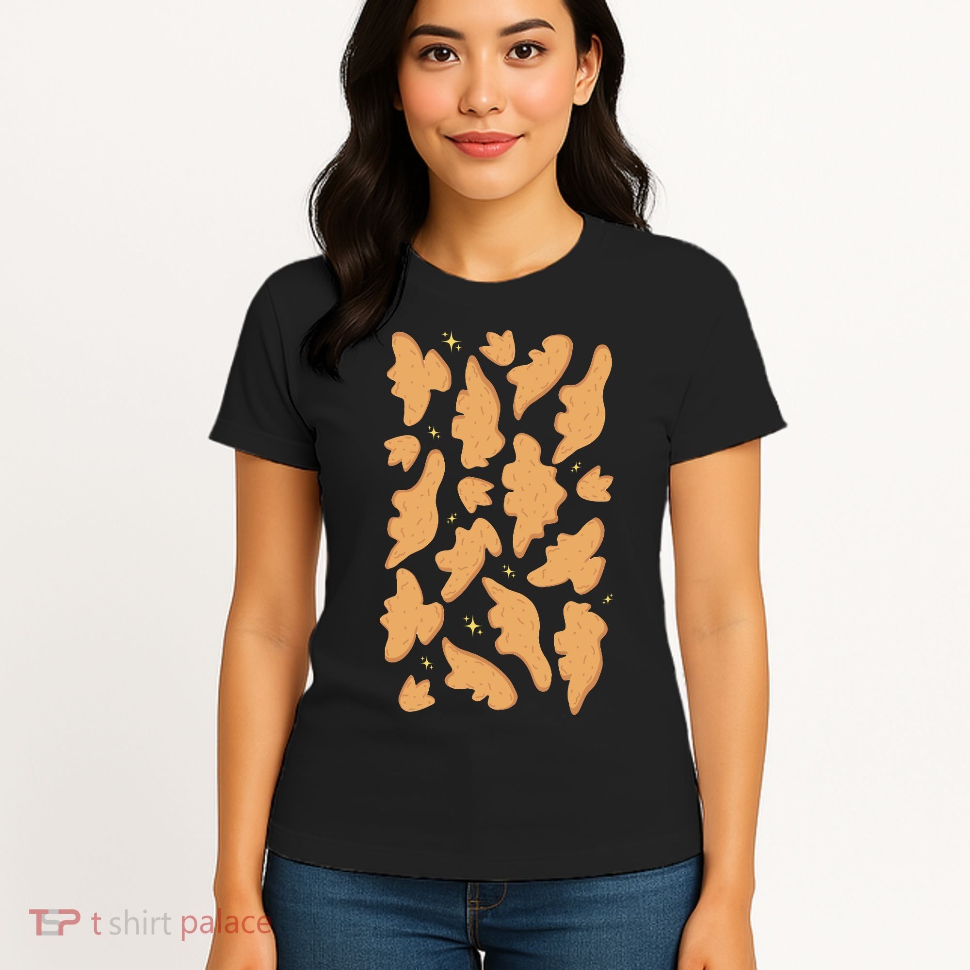 Dino Nuggies Chicken Nuggets Pattern Women's T-Shirt
