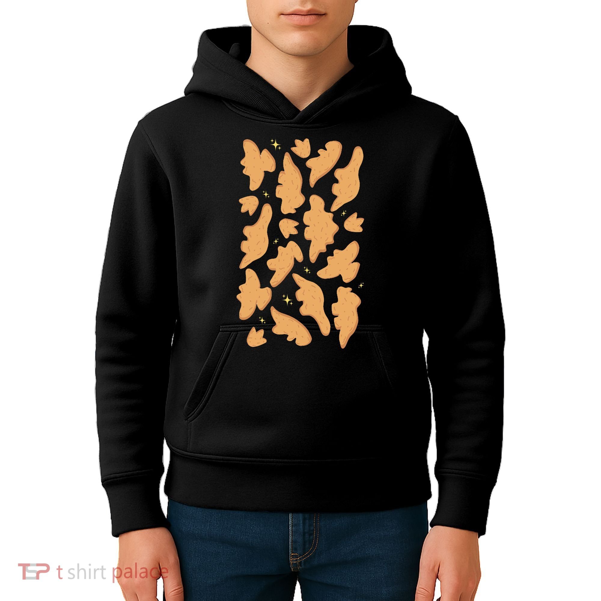 Dino Nuggies Chicken Nuggets Pattern Kids Hoodie