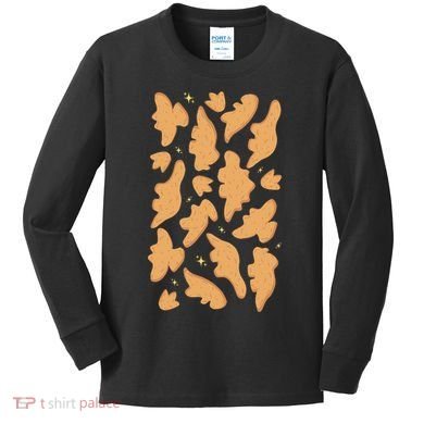 Dino Nuggies Chicken Nuggets Pattern Kids Long Sleeve Shirt