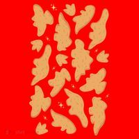Dino Nuggies Chicken Nuggets Pattern Santa Hat thumb 1