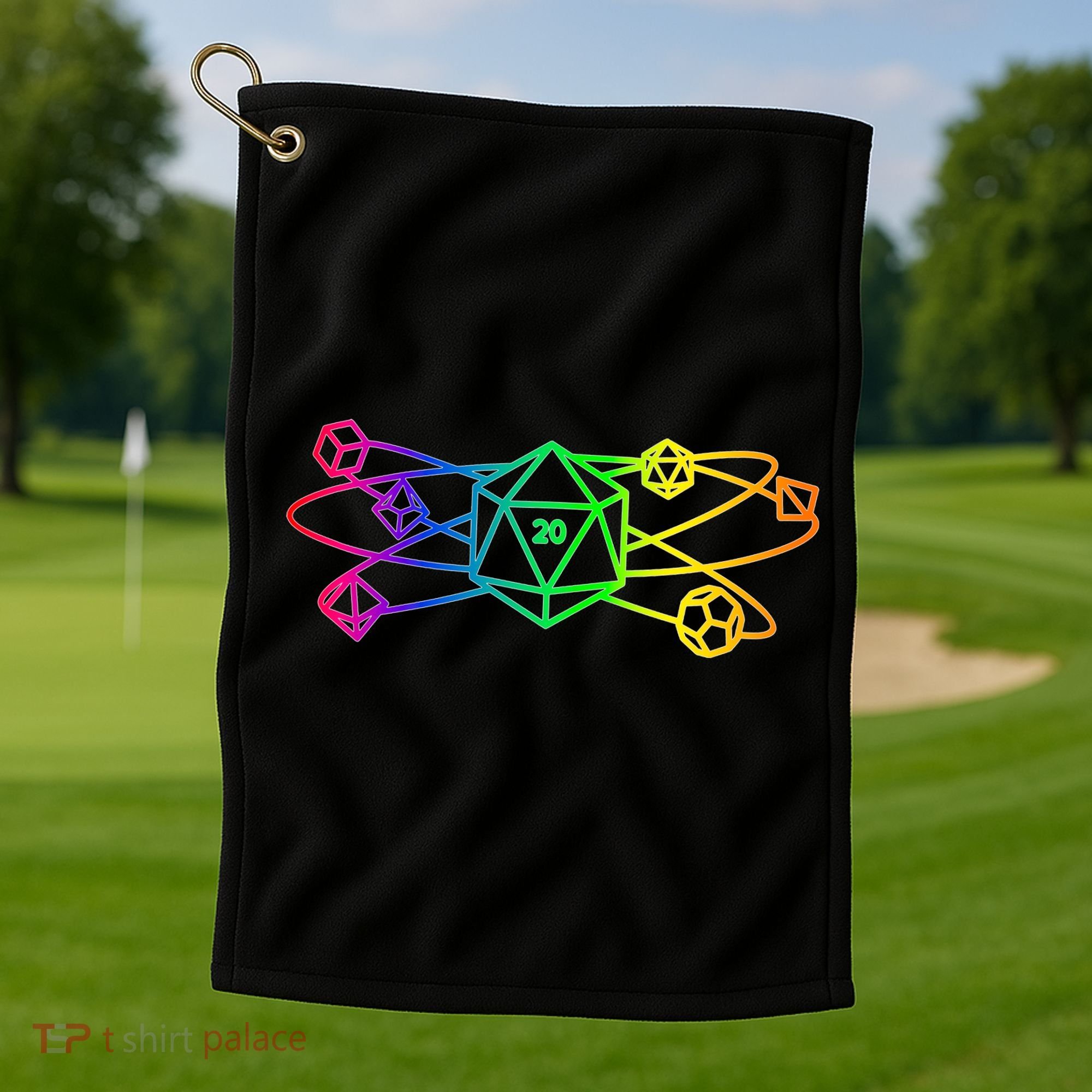 DnD D20 Atom Rainbow Gamer Golf Towel