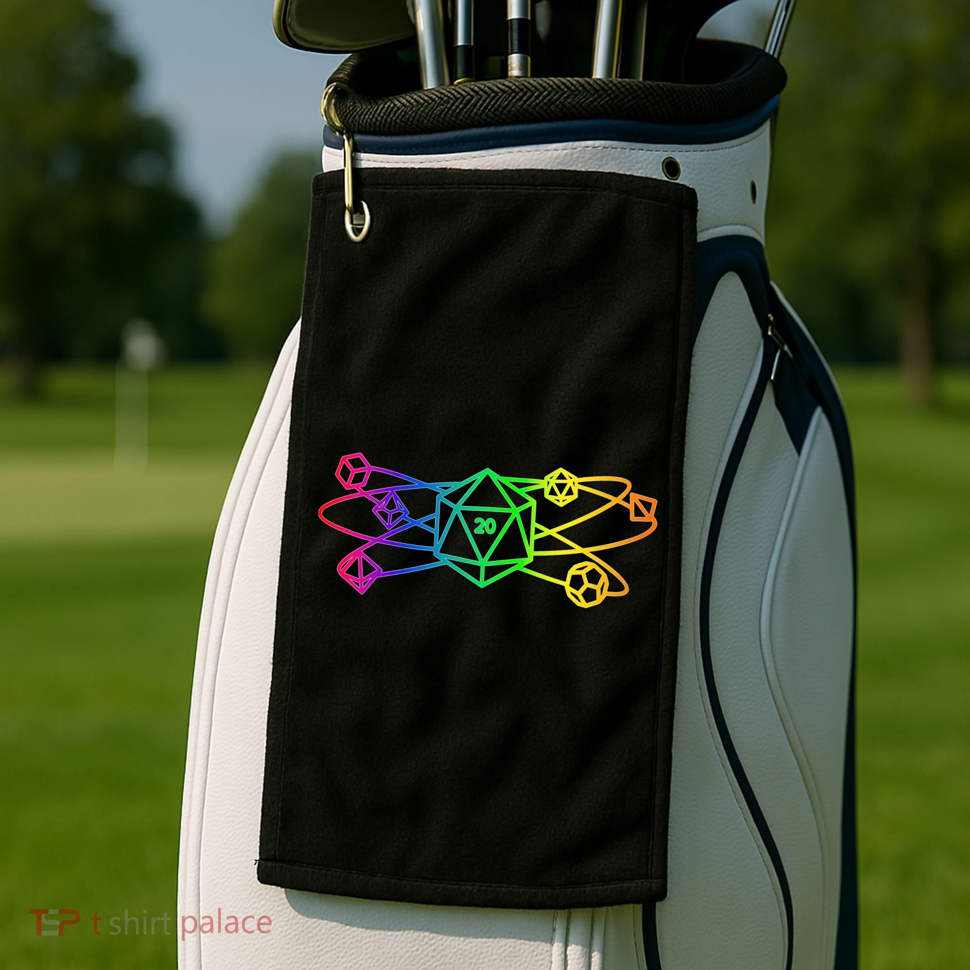 DnD D20 Atom Rainbow Gamer Golf Towel