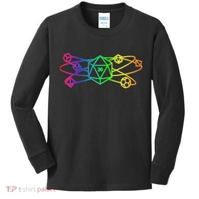DnD D20 Atom Rainbow Gamer Kids Long Sleeve Shirt