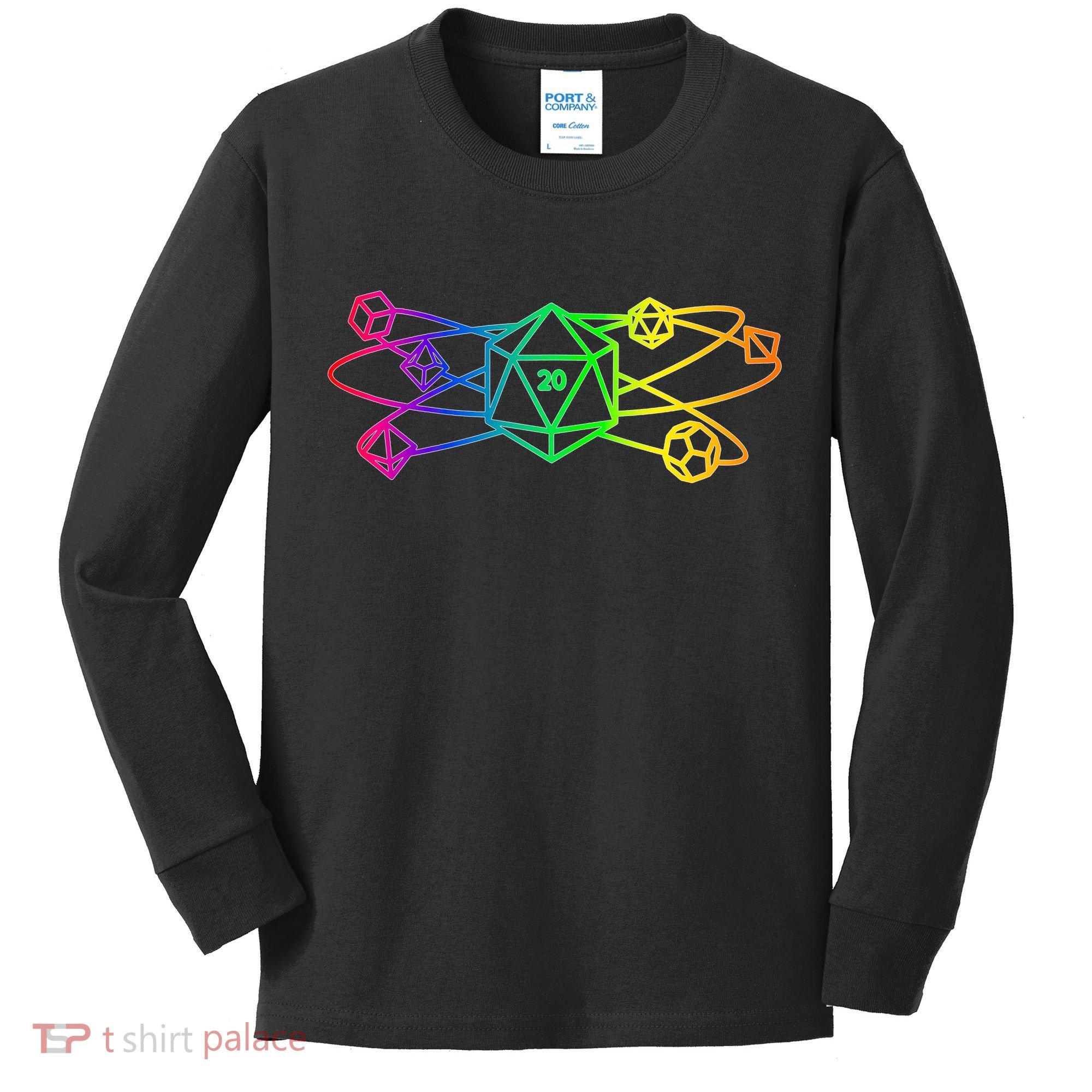 DnD D20 Atom Rainbow Gamer Kids Long Sleeve Shirt