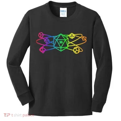 DnD D20 Atom Rainbow Gamer Kids Long Sleeve Shirt