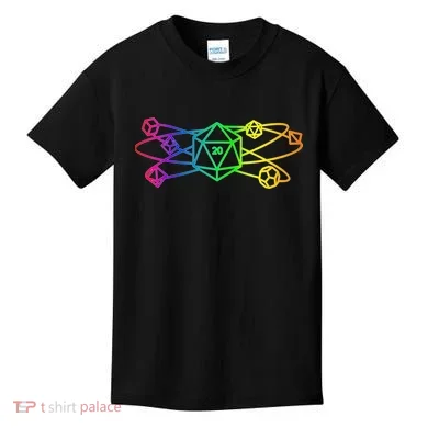 DnD D20 Atom Rainbow Gamer Kids T-Shirt