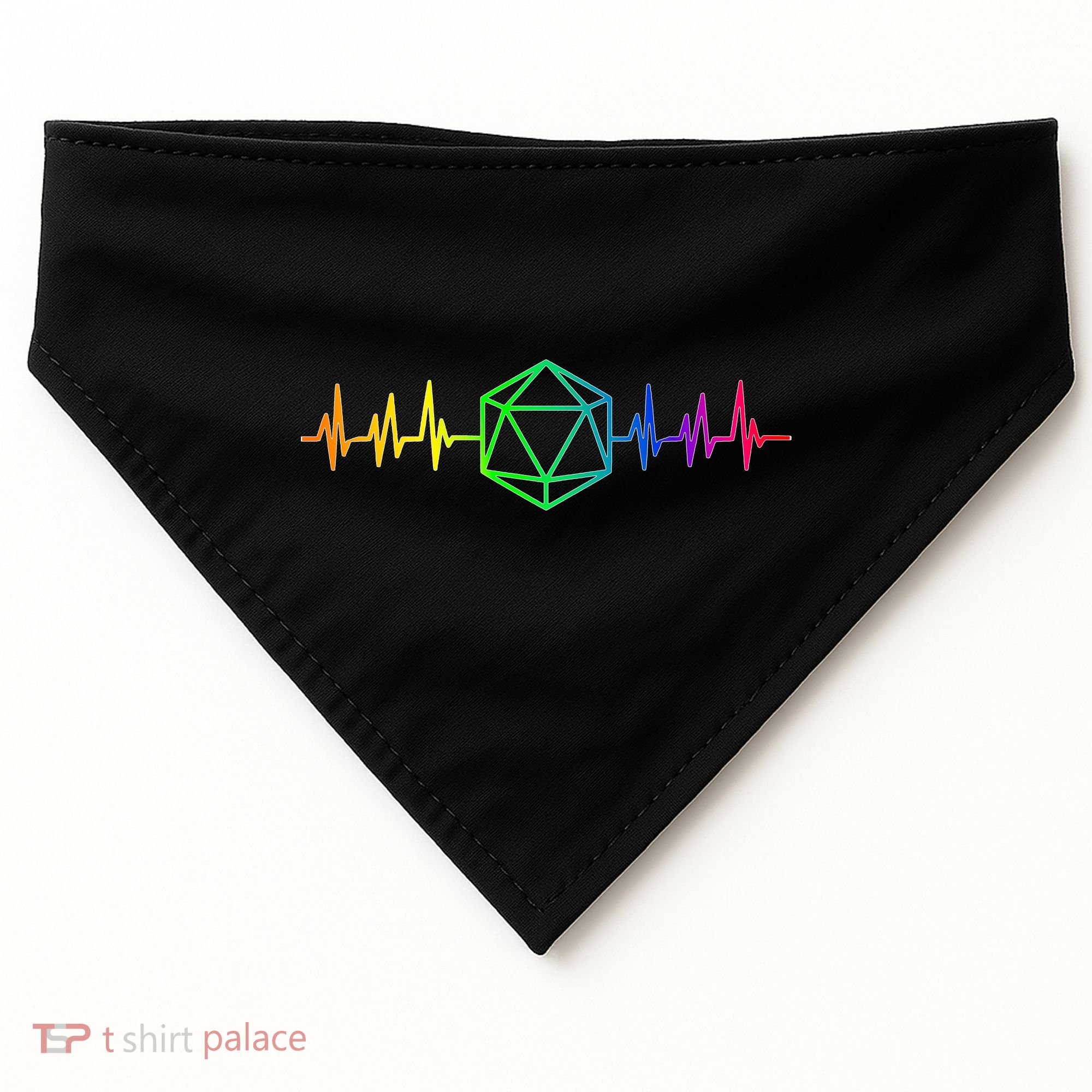 DnD D20 Life Pulse Rainbow USA-Made Doggie Bandana