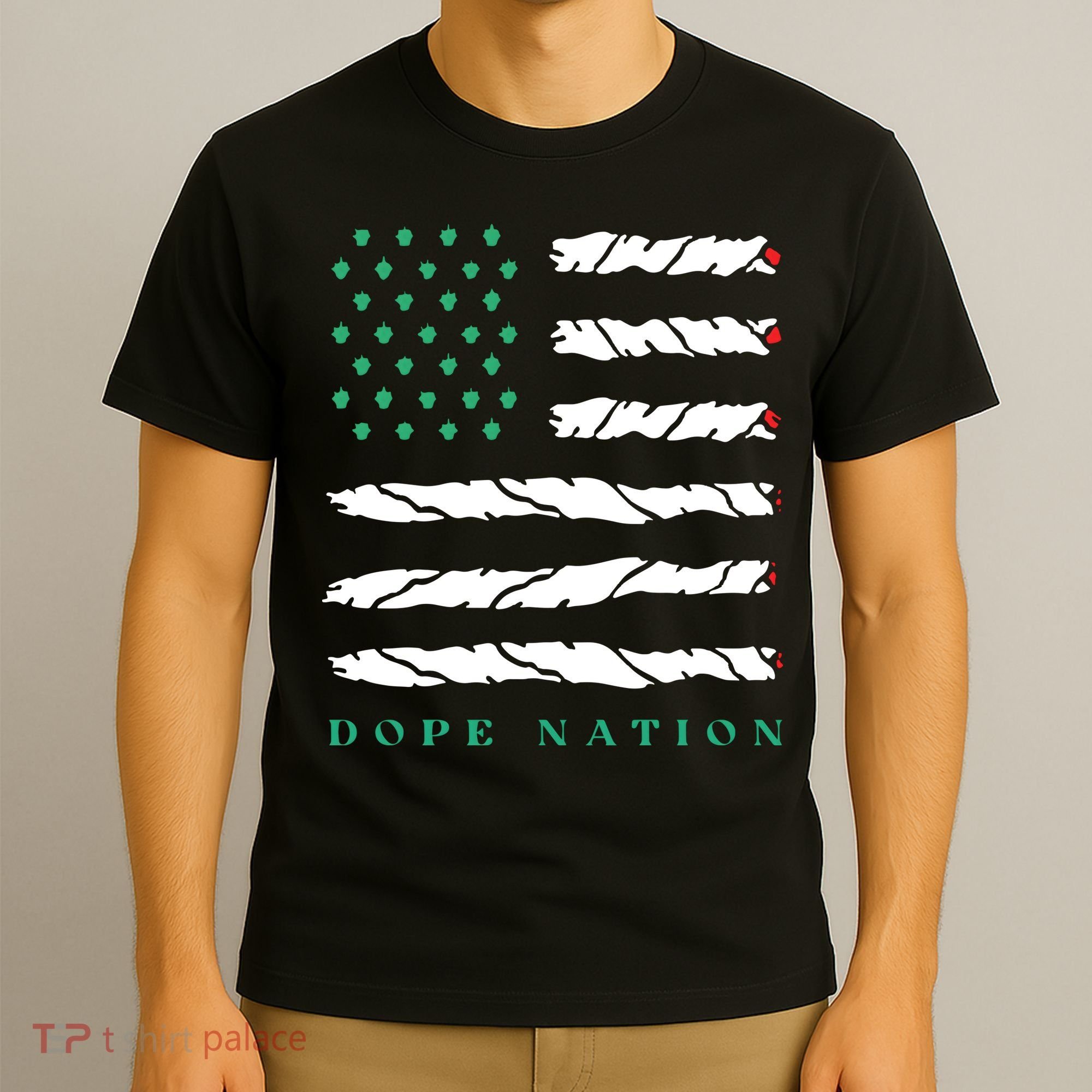 Dope Nation Flag Marijuana 420 Leaf Weed Weed Day Cannabis Funny T-Shirt