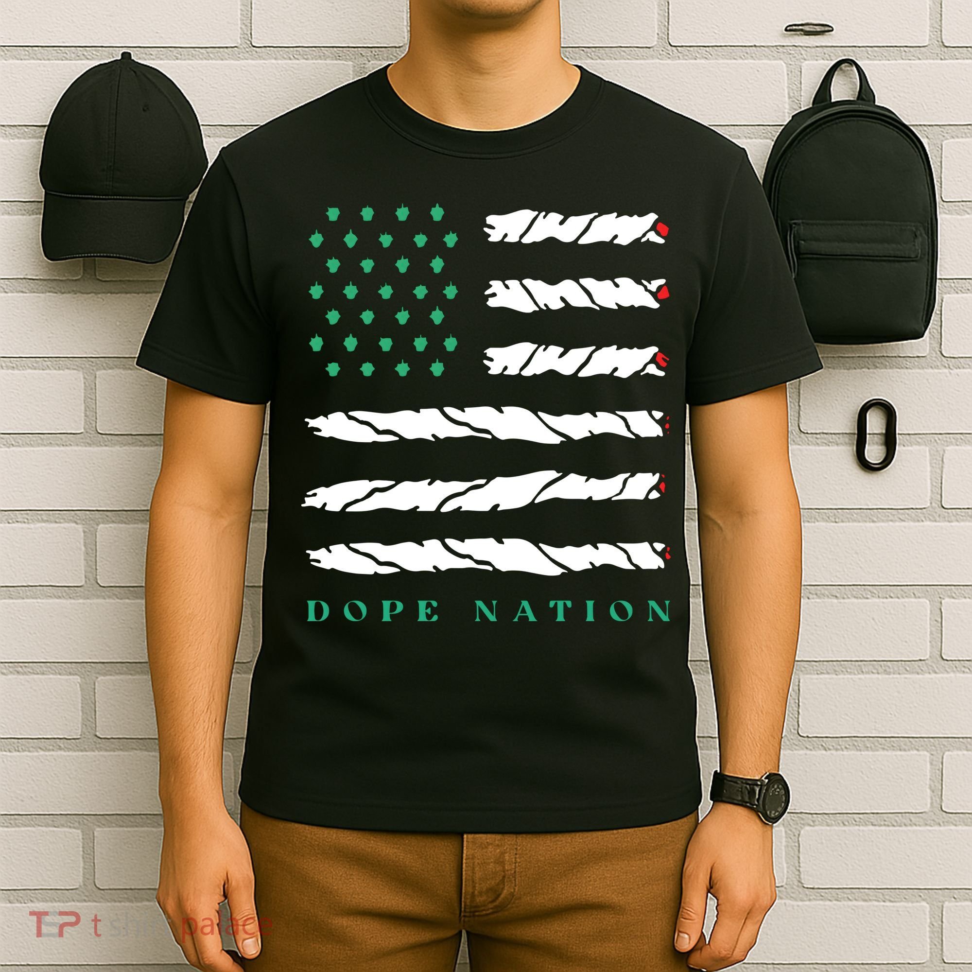 Dope Nation Flag Marijuana 420 Leaf Weed Weed Day Cannabis Funny T-Shirt