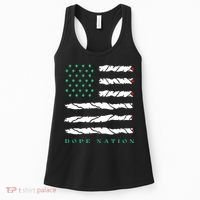 Dope Nation Flag Marijuana 420 Leaf Weed Weed Day Cannabis Funny Women's Tank Top thumb 0