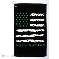 Dope Nation Flag Marijuana 420 Leaf Weed Weed Day Cannabis Funny Golf Towel thumb 0
