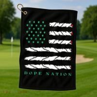 Dope Nation Flag Marijuana 420 Leaf Weed Weed Day Cannabis Funny Golf Towel thumb 1
