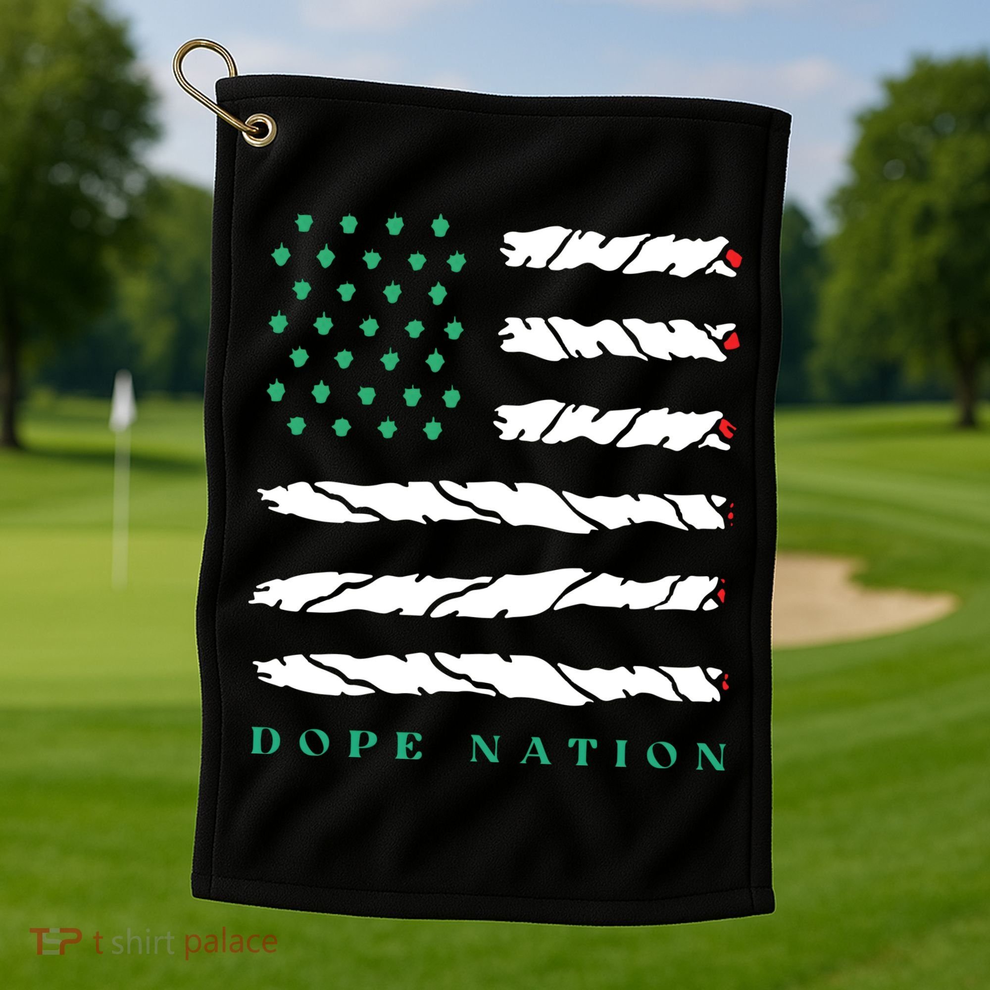 Dope Nation Flag Marijuana 420 Leaf Weed Weed Day Cannabis Funny Golf Towel
