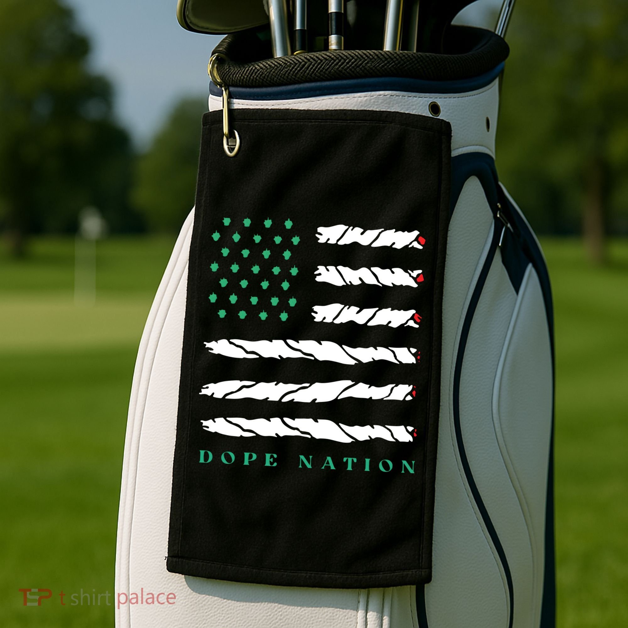 Dope Nation Flag Marijuana 420 Leaf Weed Weed Day Cannabis Funny Golf Towel