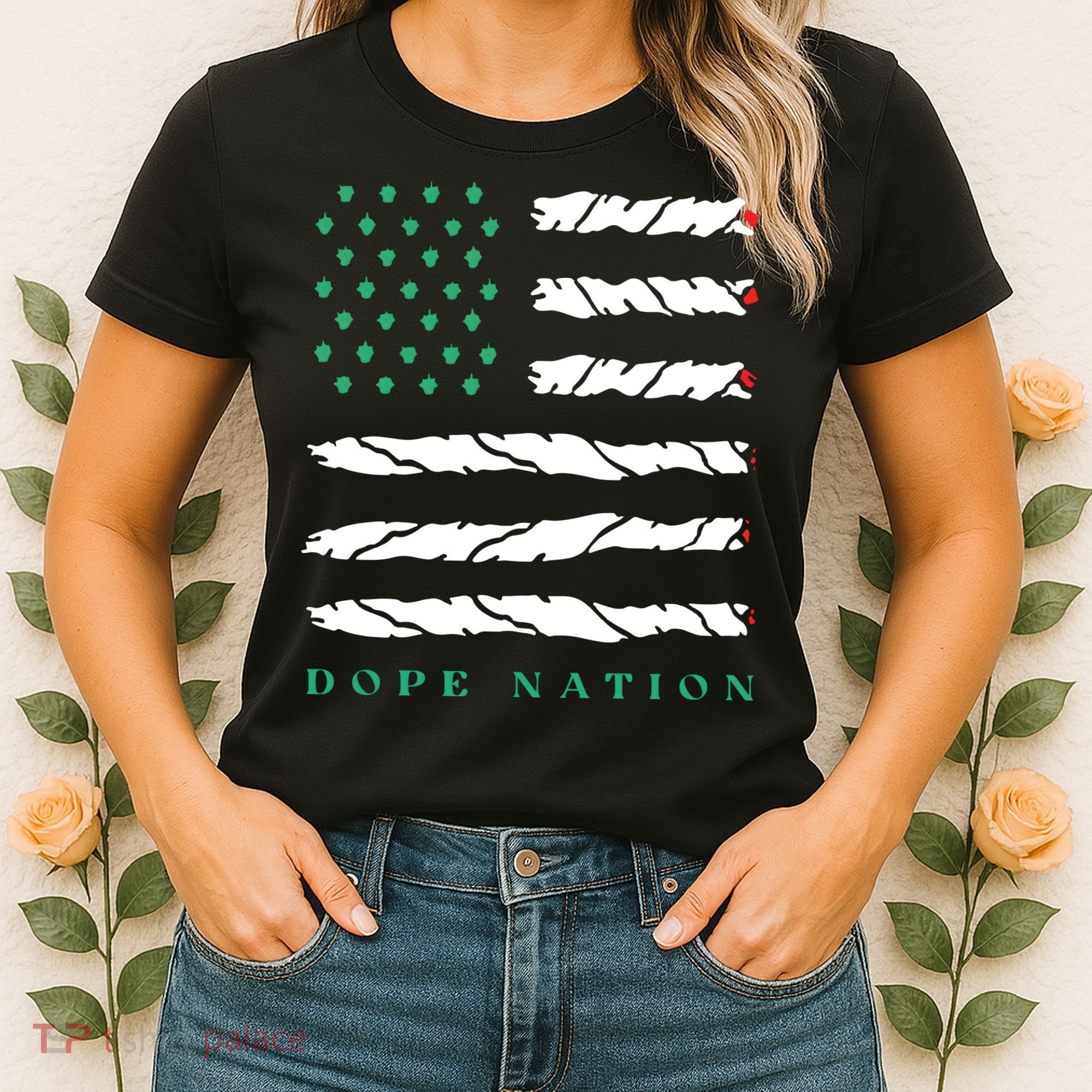 Dope Nation Flag Marijuana 420 Leaf Weed Weed Day Cannabis Funny Women's T-Shirt