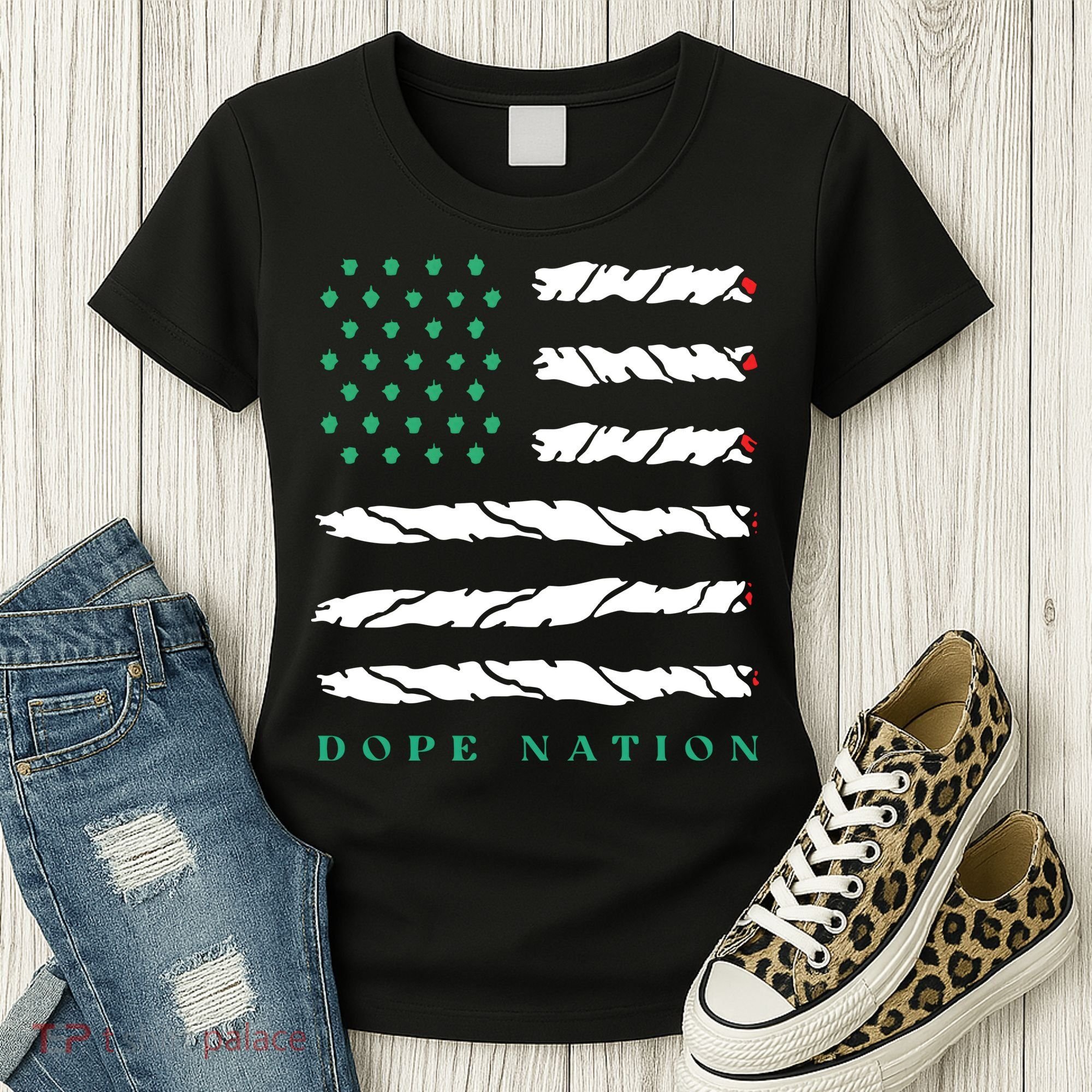Dope Nation Flag Marijuana 420 Leaf Weed Weed Day Cannabis Funny Women's T-Shirt