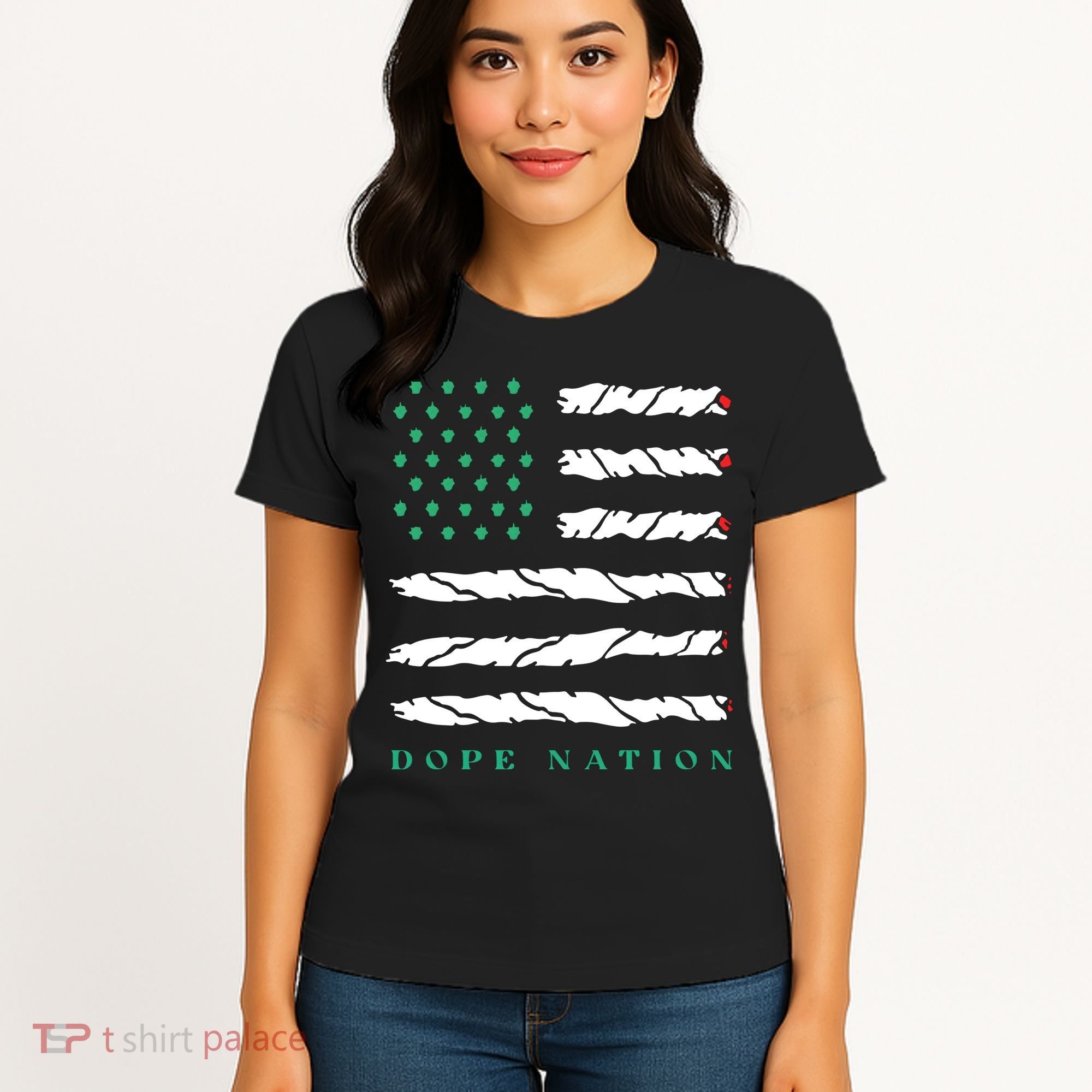 Dope Nation Flag Marijuana 420 Leaf Weed Weed Day Cannabis Funny Women's T-Shirt