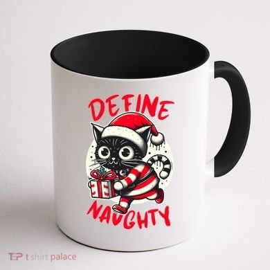 Define Naughty Funny Naughty Cat Christmas Coffee Mug back