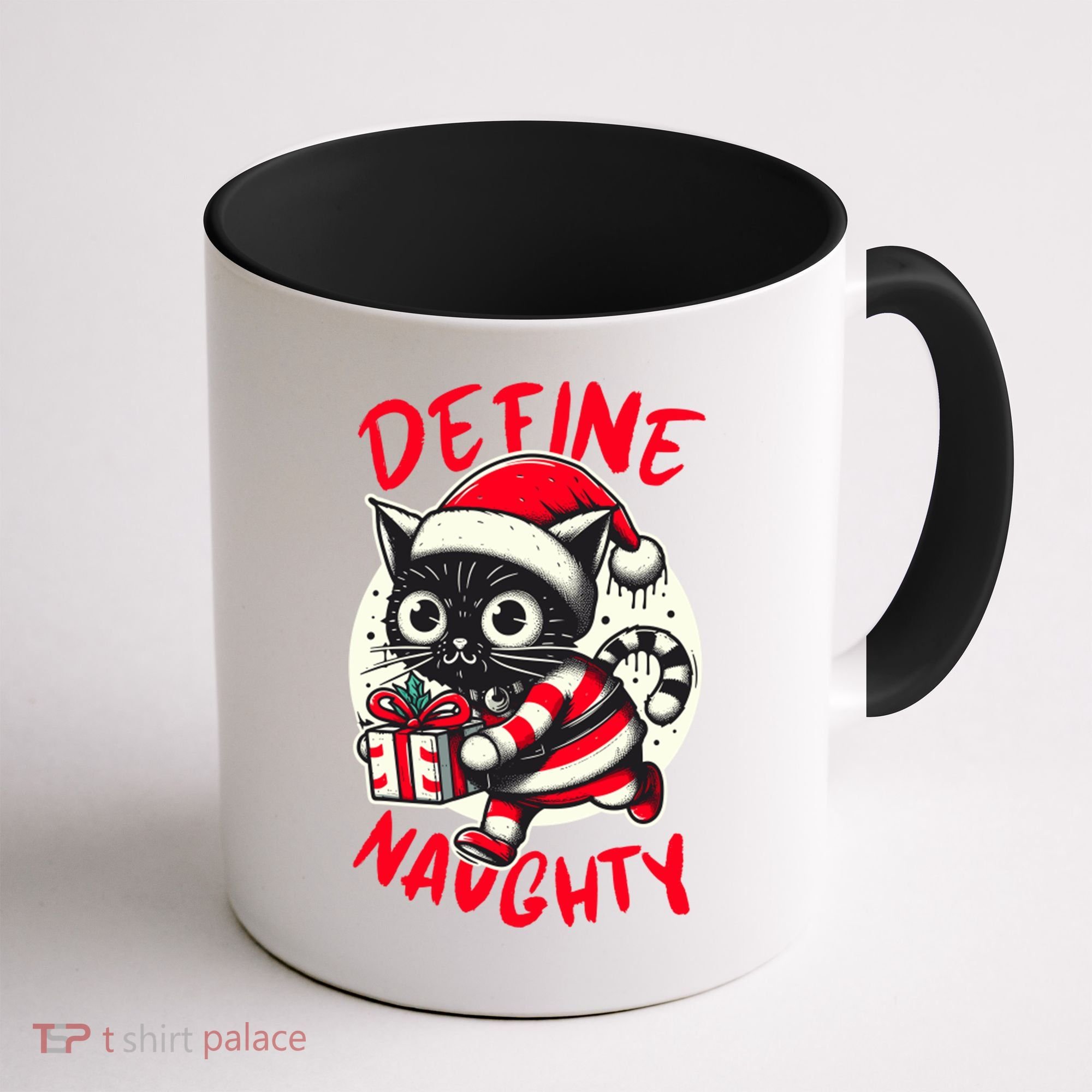 Define Naughty Funny Naughty Cat Christmas Coffee Mug