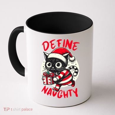Define Naughty Funny Naughty Cat Christmas Coffee Mug