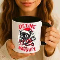 Define Naughty Funny Naughty Cat Christmas Coffee Mug thumb 3
