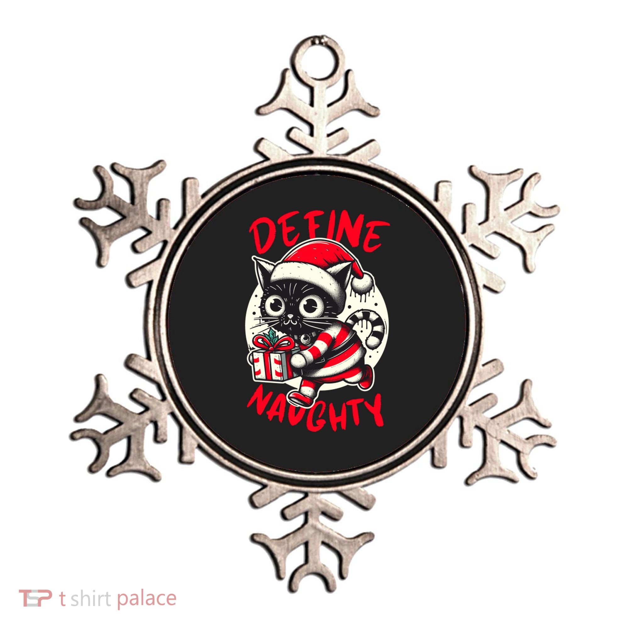 Define Naughty Funny Naughty Cat Christmas Ornament
