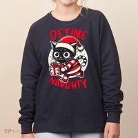 Define Naughty Funny Naughty Cat Christmas Women's Sweatshirt thumb 0
