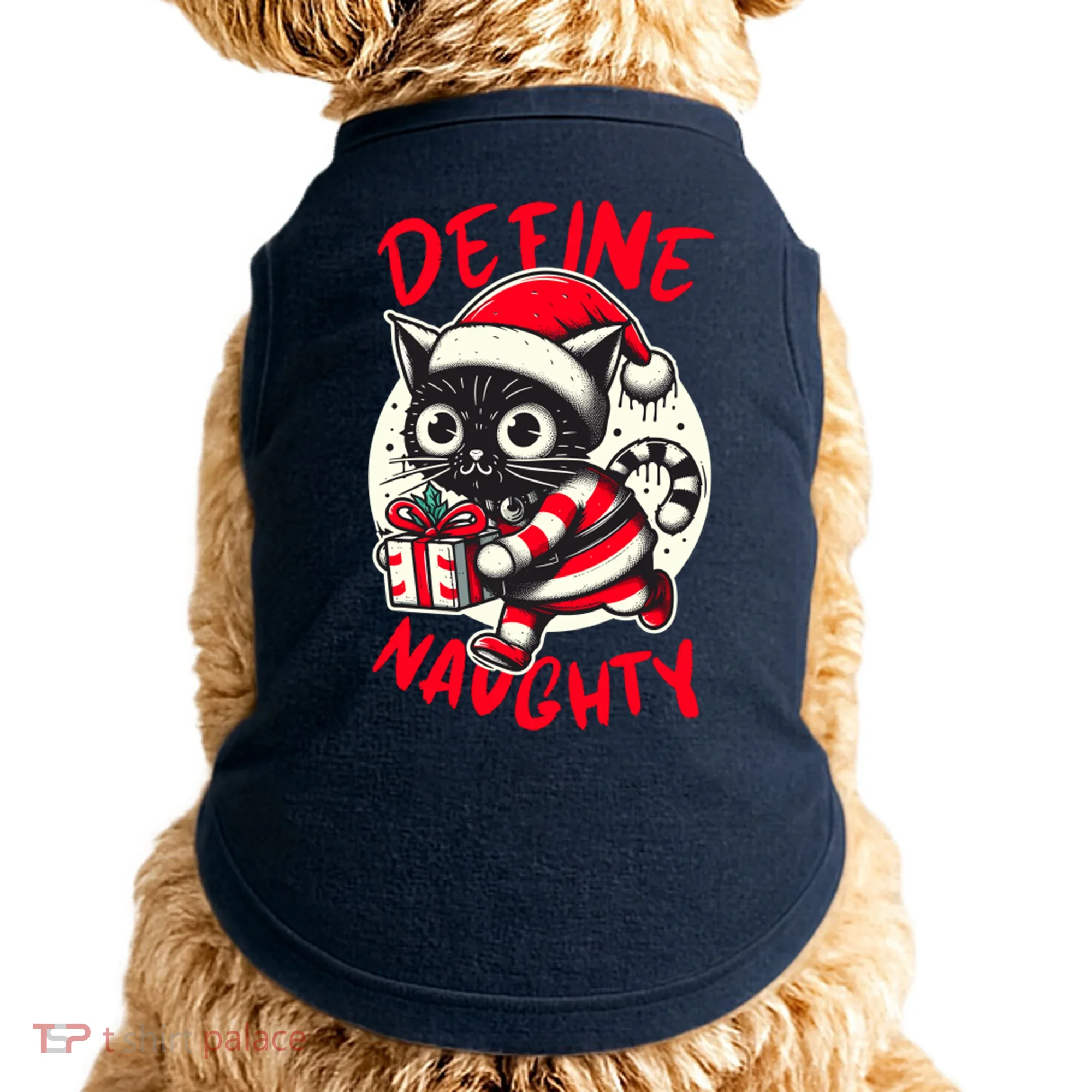 Define Naughty Funny Naughty Cat Christmas Doggie Tank