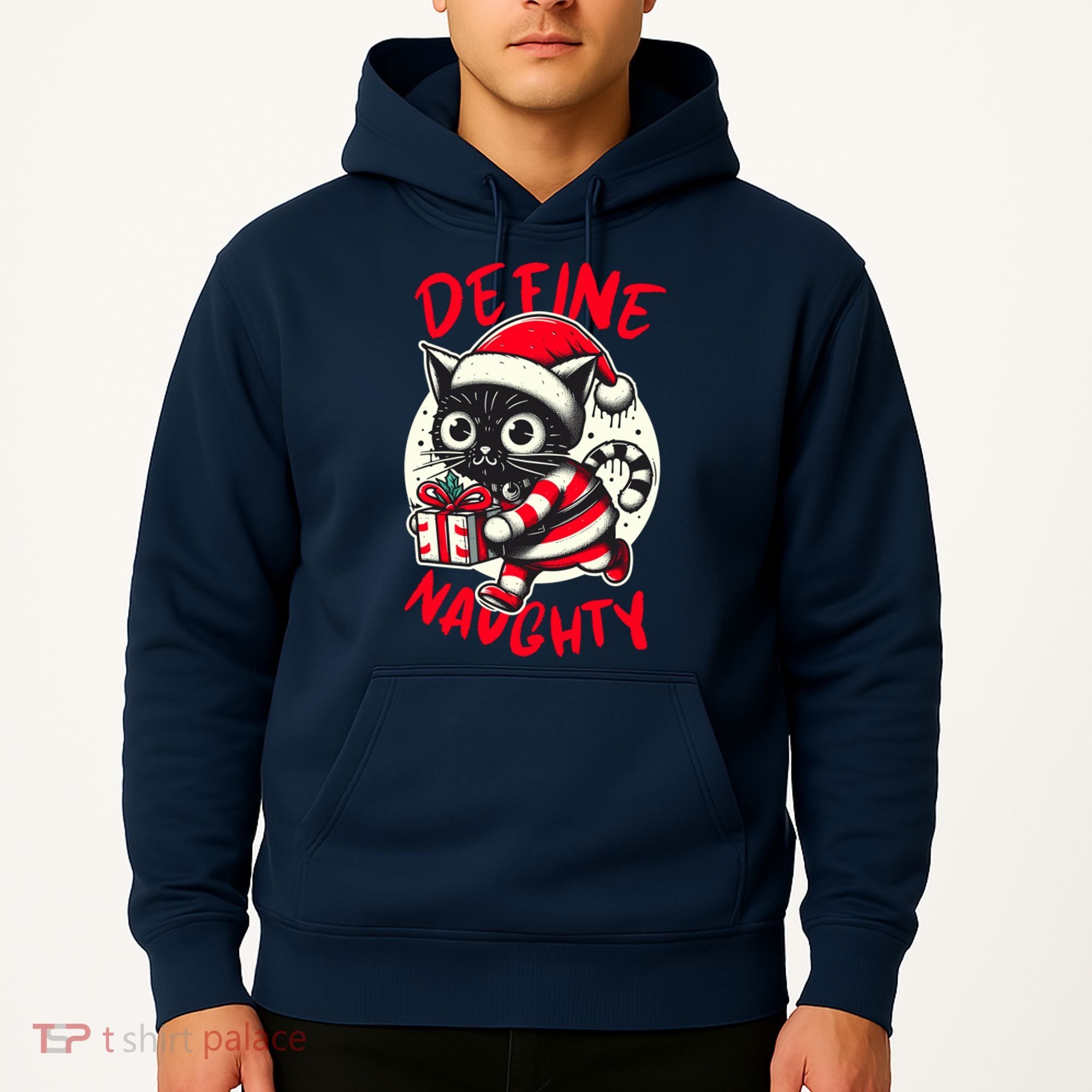 Define Naughty Funny Naughty Cat Christmas Hoodie