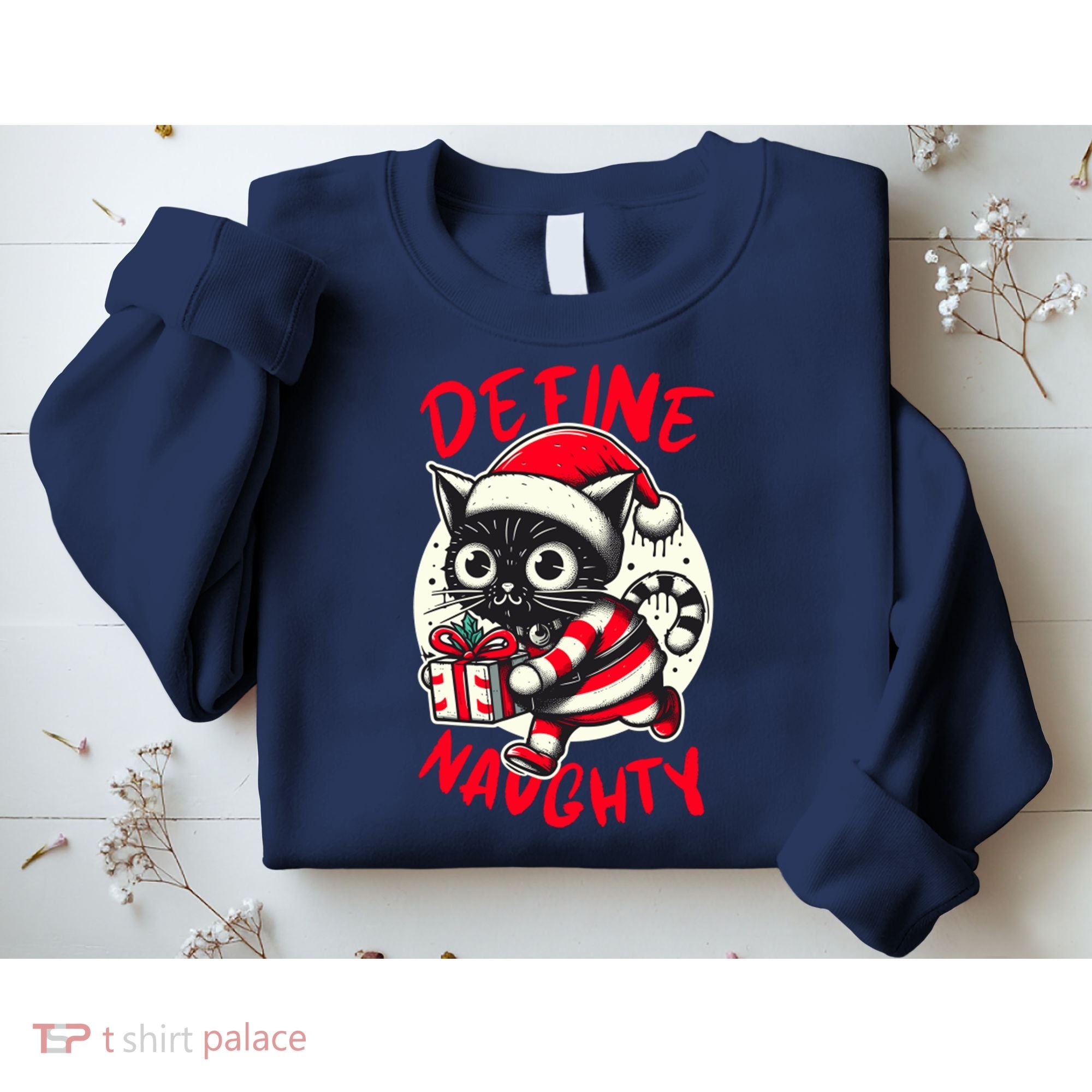 Define Naughty Funny Naughty Cat Christmas Sweatshirt
