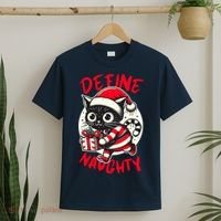Define Naughty Funny Naughty Cat Christmas T-Shirt thumb 2