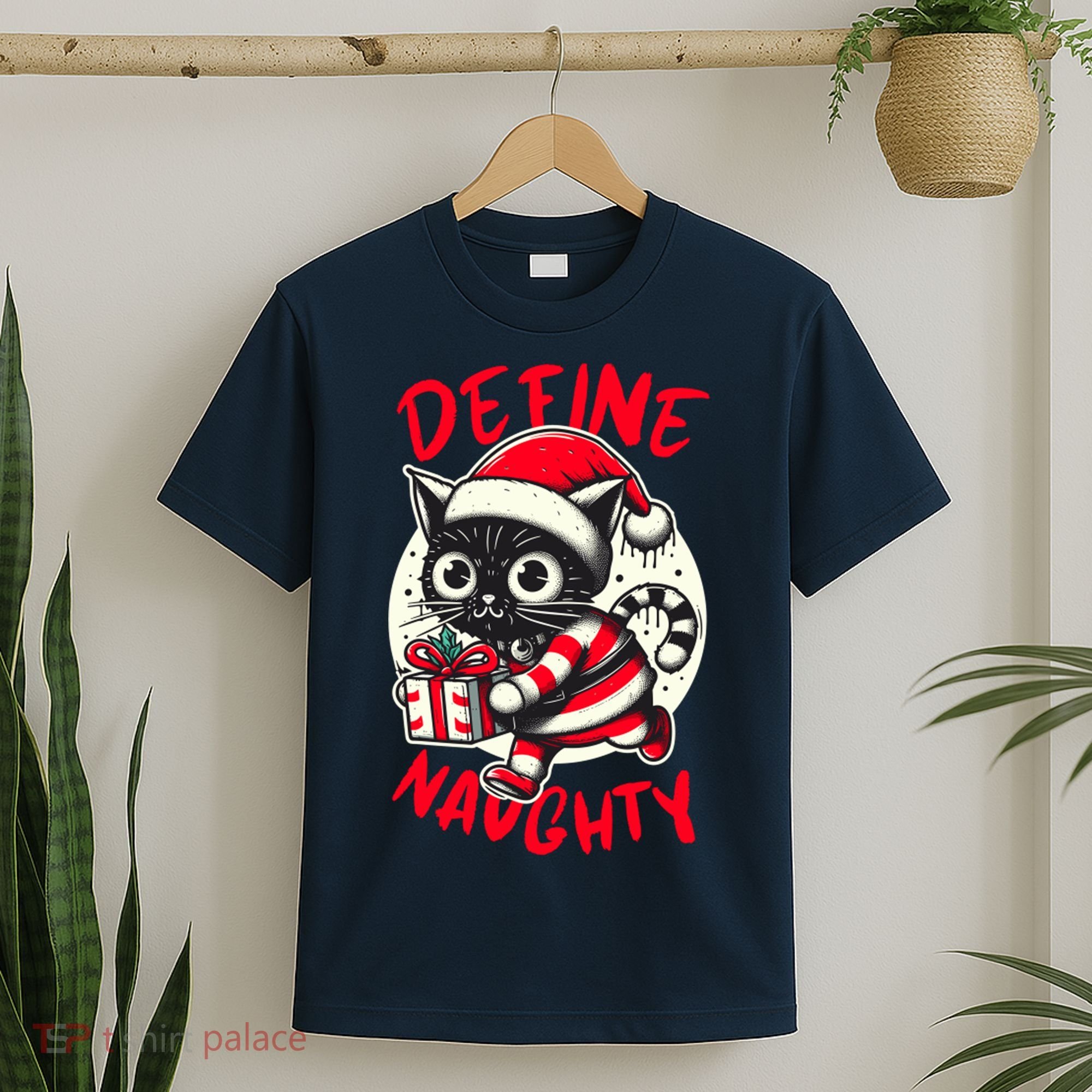 Define Naughty Funny Naughty Cat Christmas T-Shirt