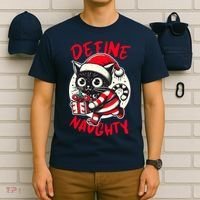 Define Naughty Funny Naughty Cat Christmas T-Shirt thumb 6