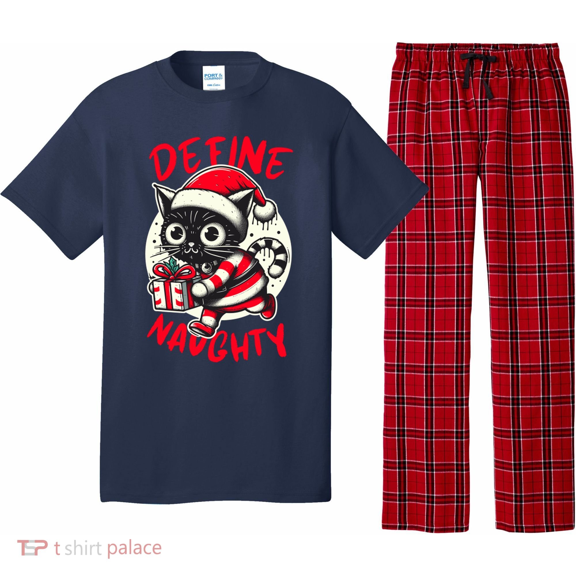 Define Naughty Funny Naughty Cat Christmas Pajama Set