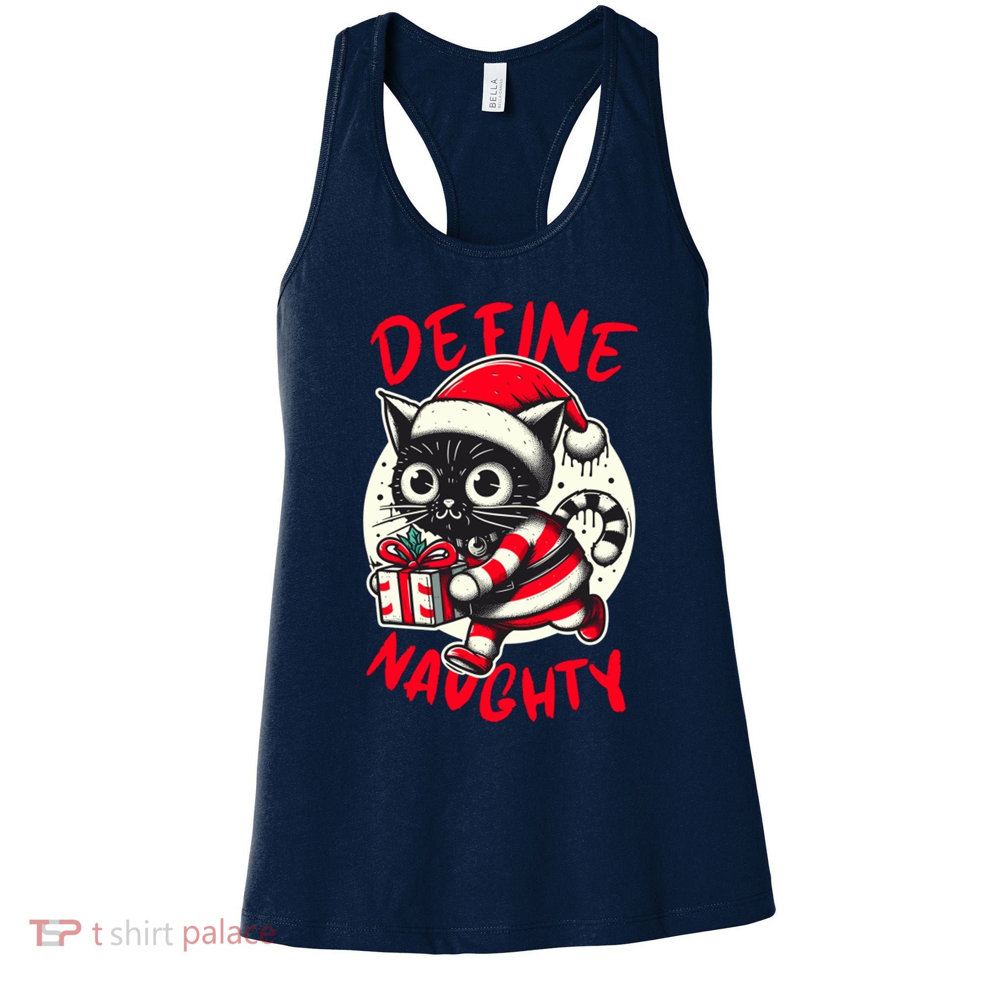 Define Naughty Funny Naughty Cat Christmas Women's Tank Top