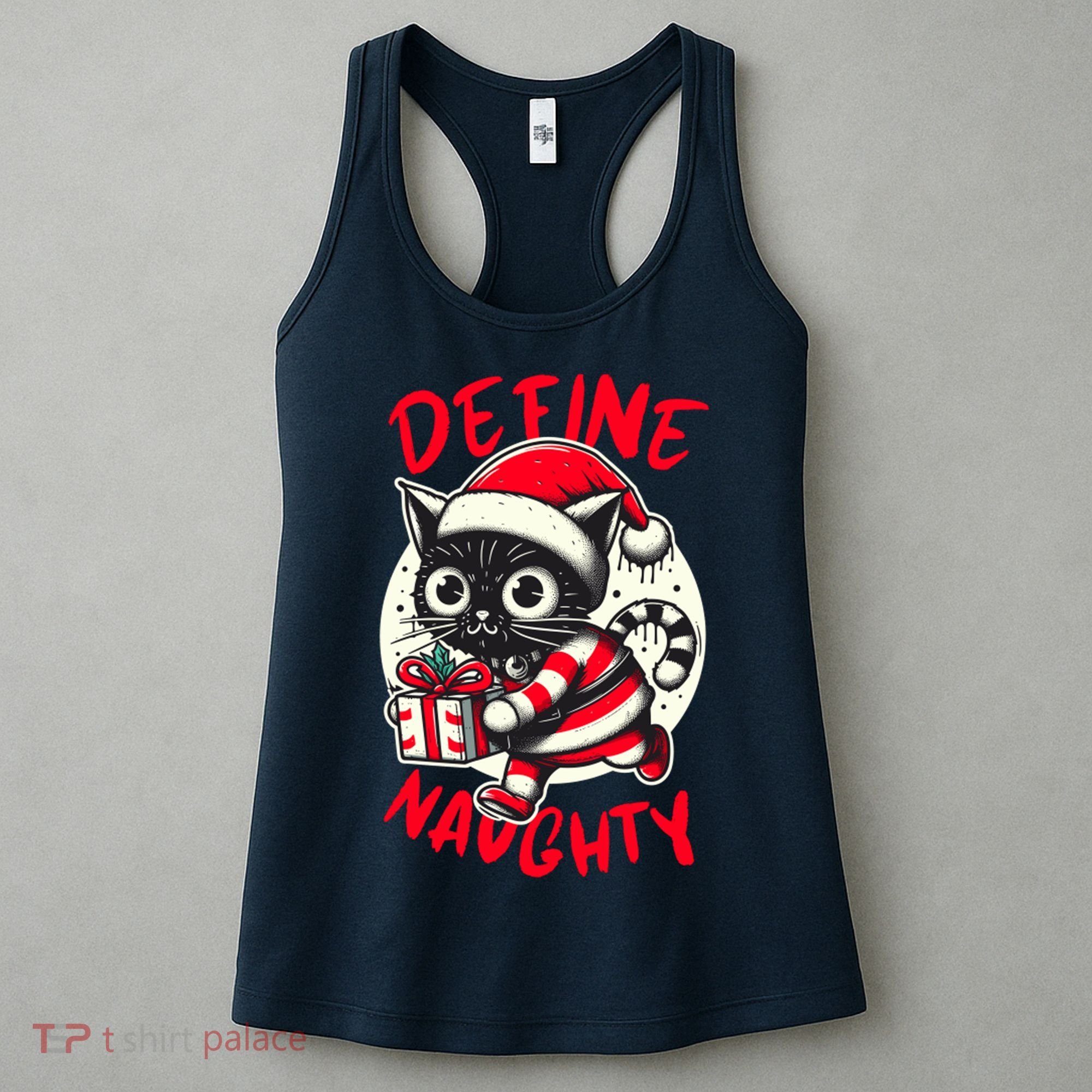 Define Naughty Funny Naughty Cat Christmas Women's Tank Top