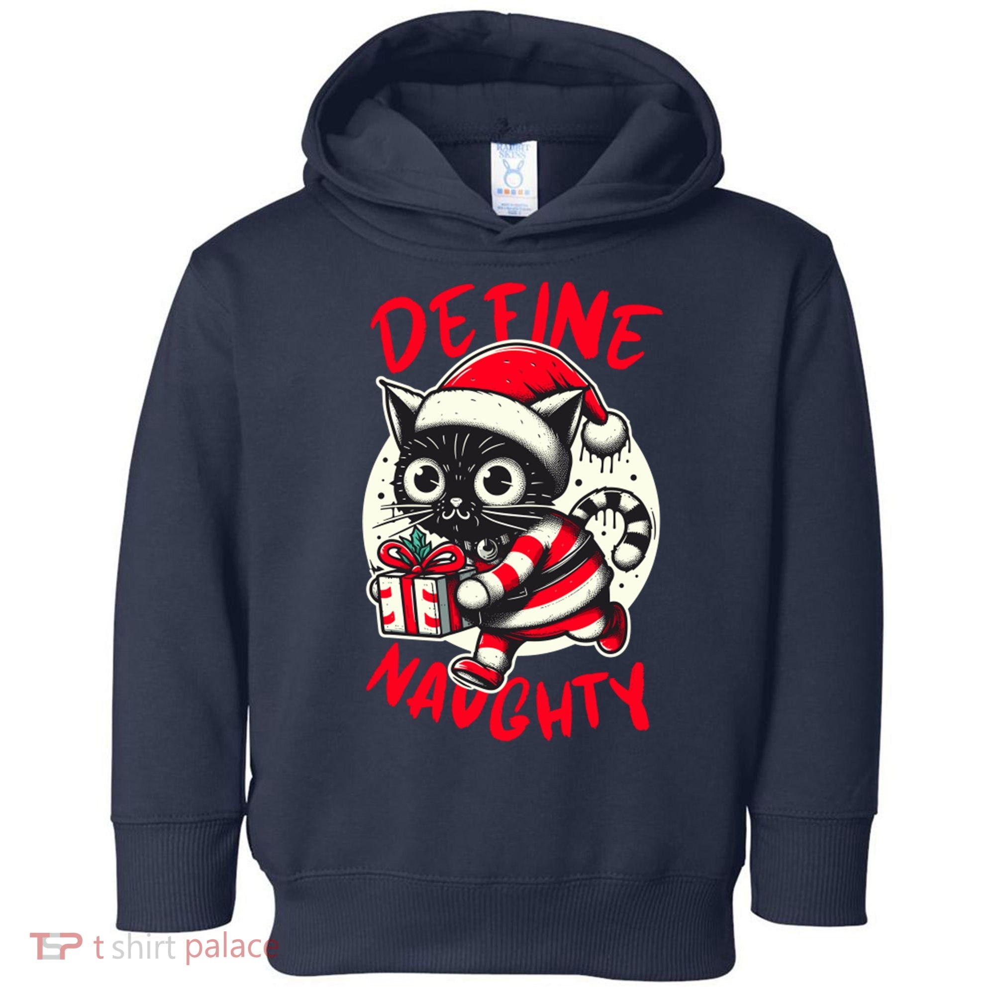 Define Naughty Funny Naughty Cat Christmas Toddler Hoodie
