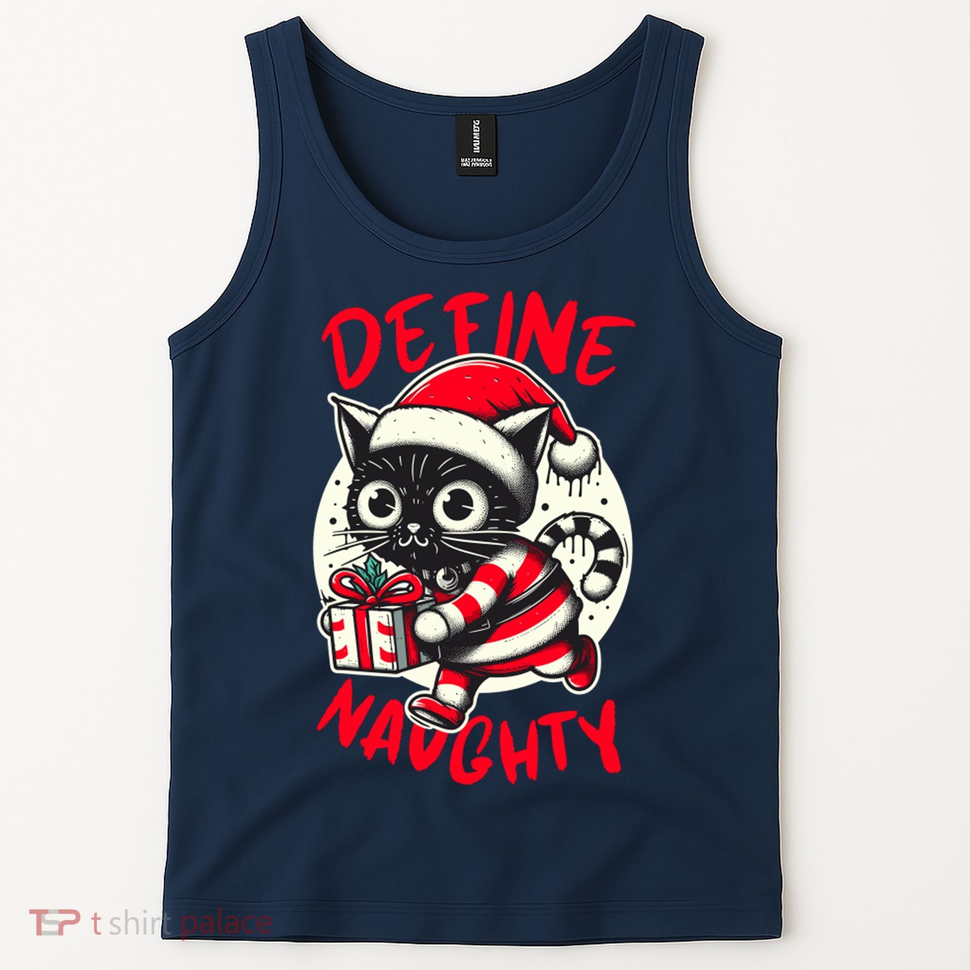 Define Naughty Funny Naughty Cat Christmas Tank Top