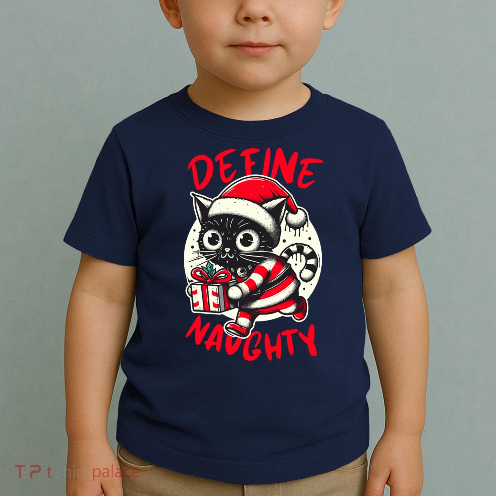 Define Naughty Funny Naughty Cat Christmas Toddler T-Shirt