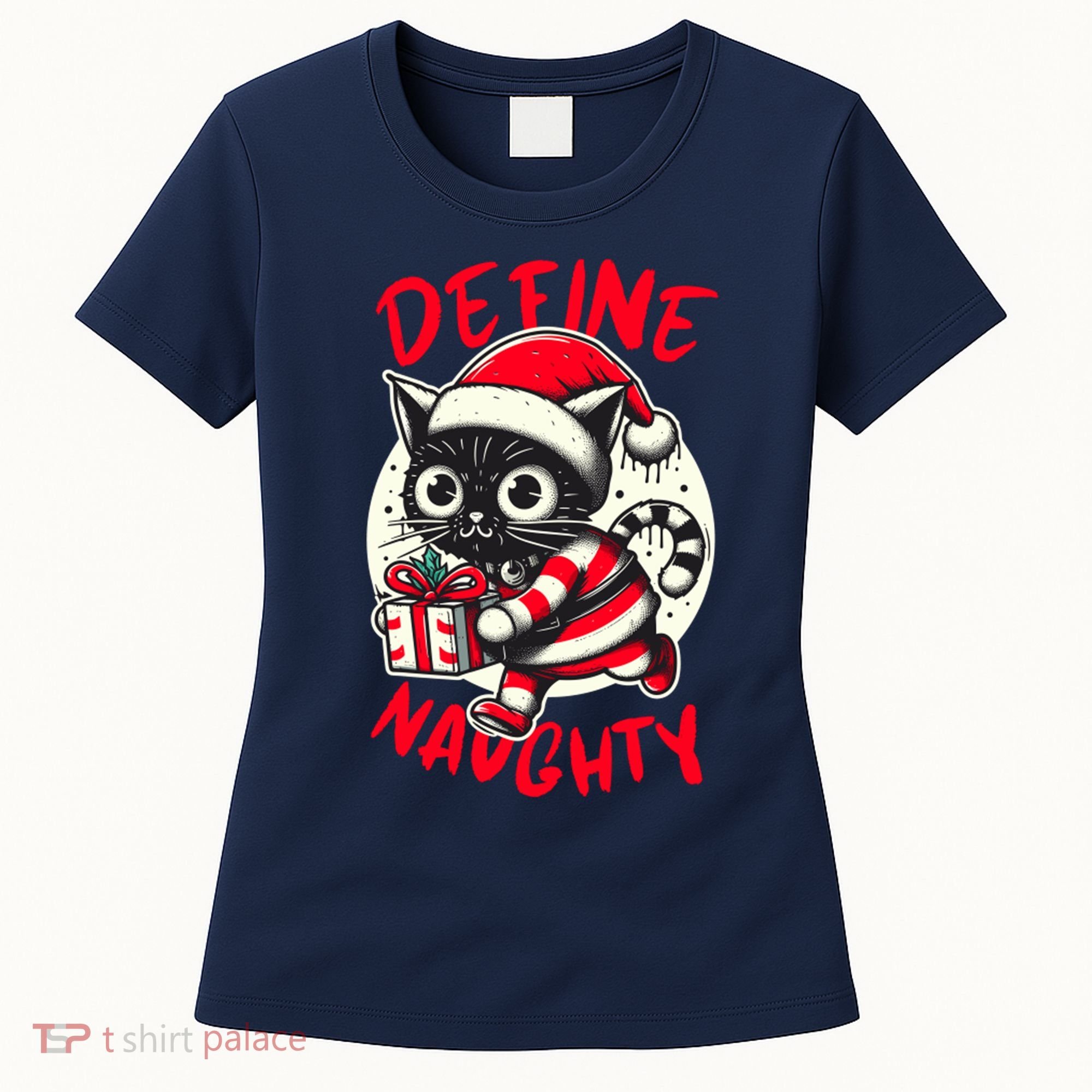 Define Naughty Funny Naughty Cat Christmas Women's T-Shirt