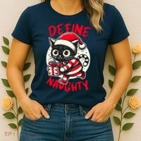 Define Naughty Funny Naughty Cat Christmas Women's T-Shirt thumb 2