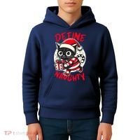 Define Naughty Funny Naughty Cat Christmas Kids Hoodie thumb 4