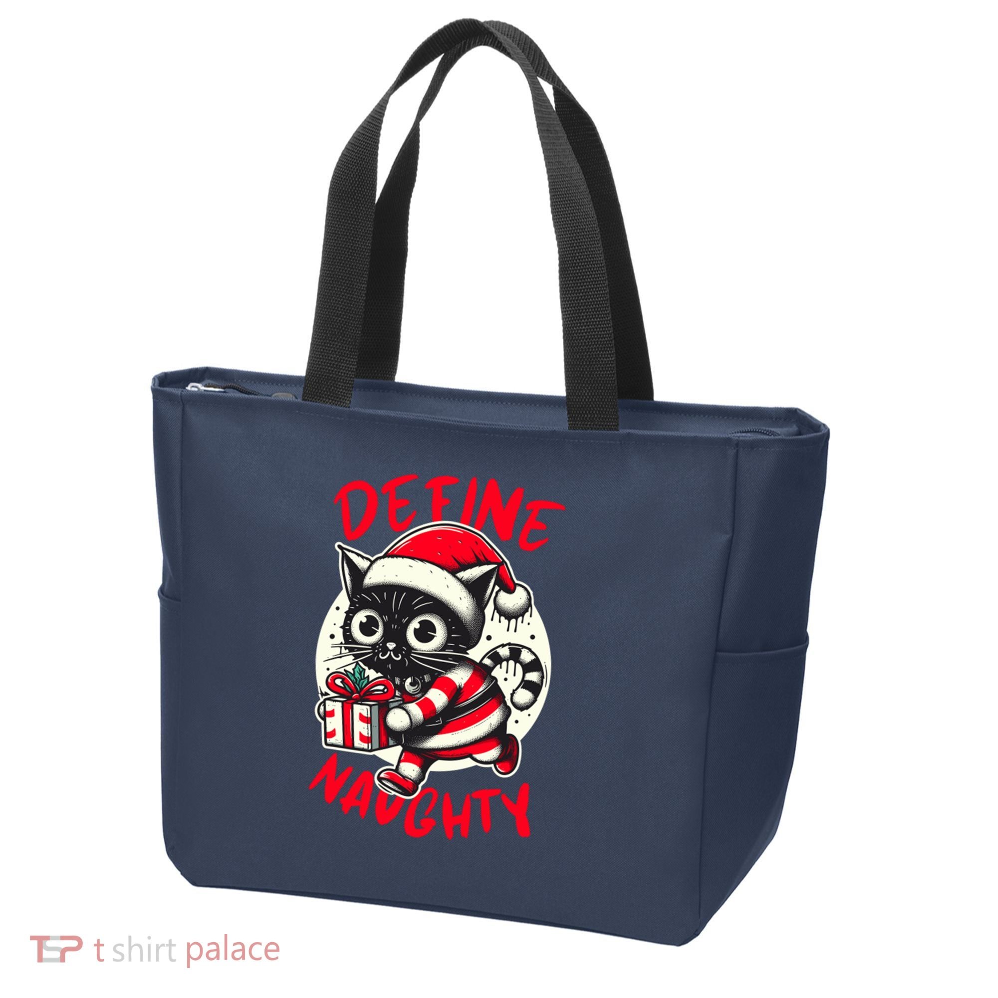 Define Naughty Funny Naughty Cat Christmas Tote Bag