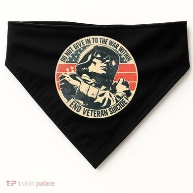 Do Not Give In To The War Within End Veteran Suicide USA-Made Doggie Bandana