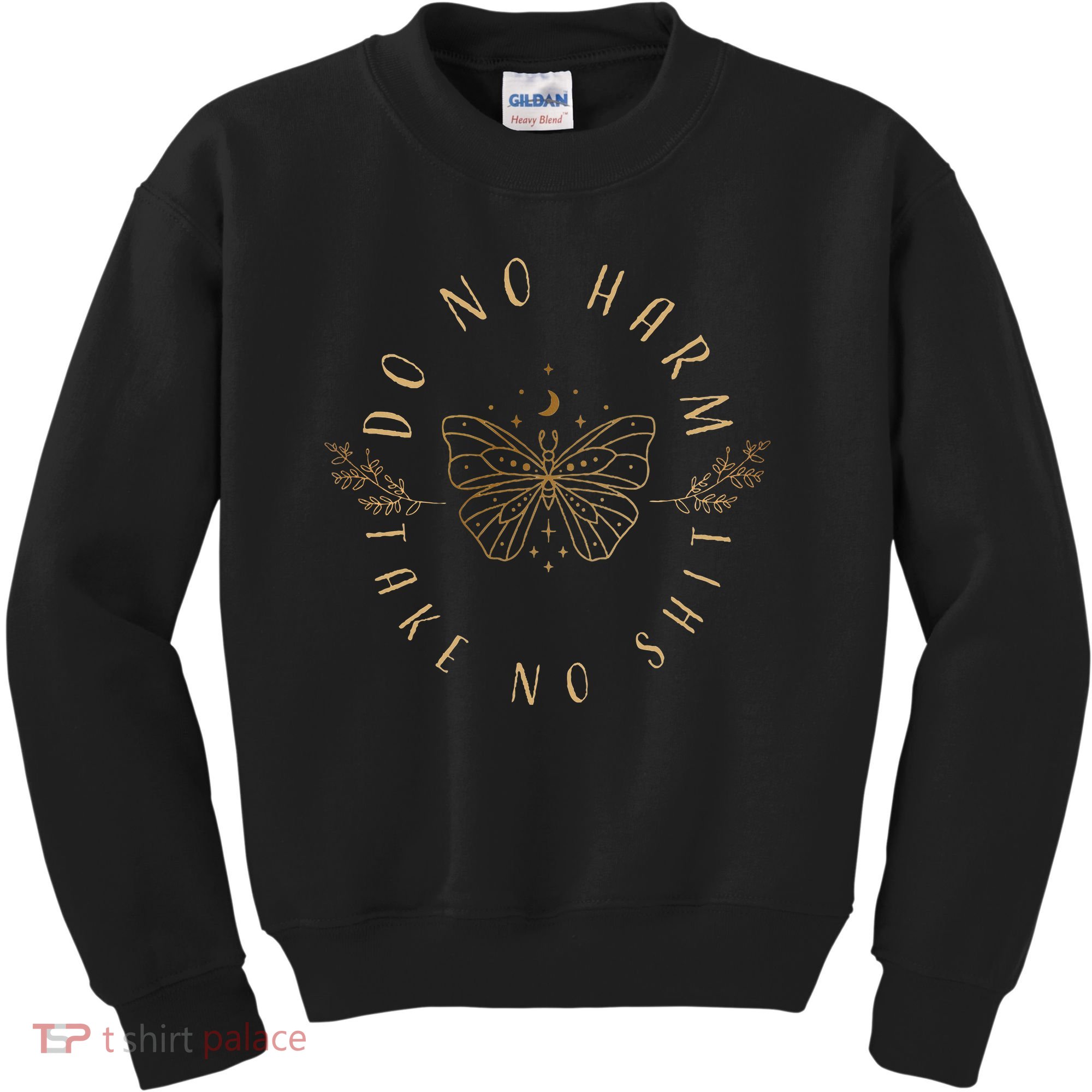 Do No Harm Take No Shit Witchy Moon Moth Kids Sweatshirt