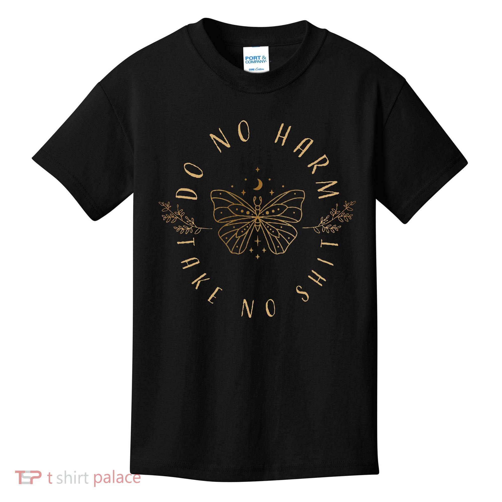 Do No Harm Take No Shit Witchy Moon Moth Kids T-Shirt