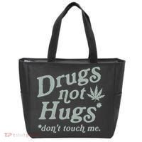 Drugs Not Hugs Sarcastic Weed 420 Funny Pot Cannabis Smoker Dope Tote Bag thumb 0